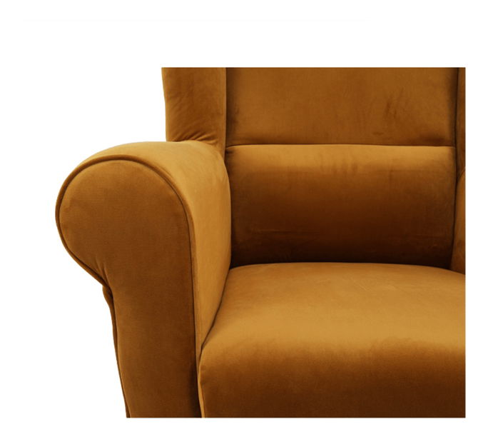 Křeslo ušák s taburetem Aevo (hořčicová)