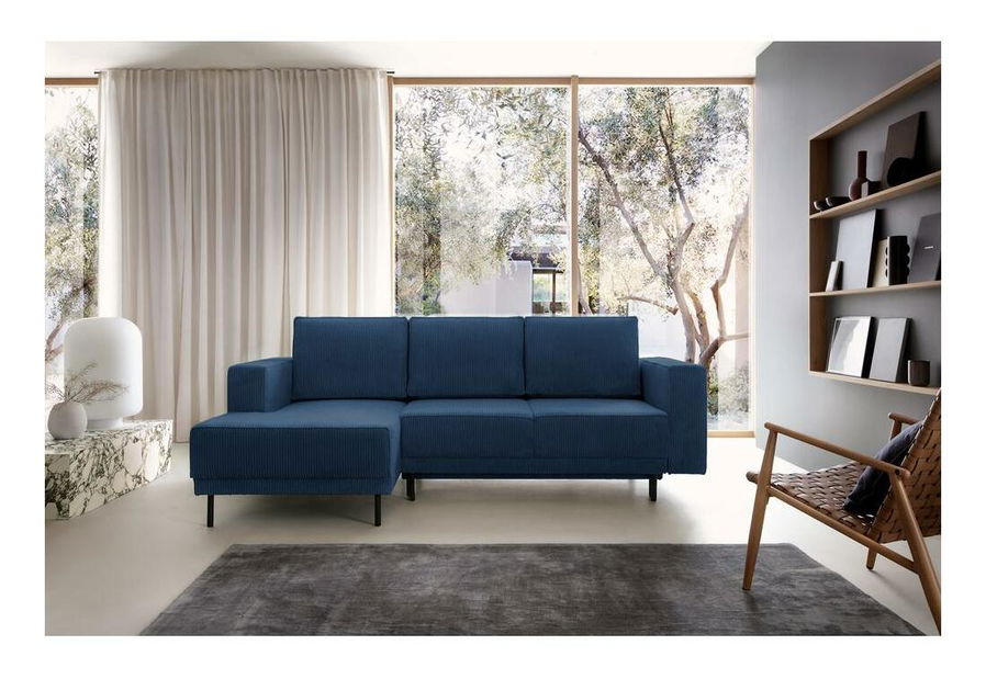 Rohová sedací souprava Rodriguez mini (L) (námořnická modrá + černá)