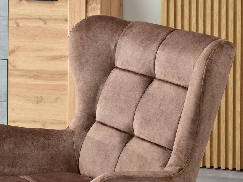 Designové křeslo Norweien (hnědá + zlatá)