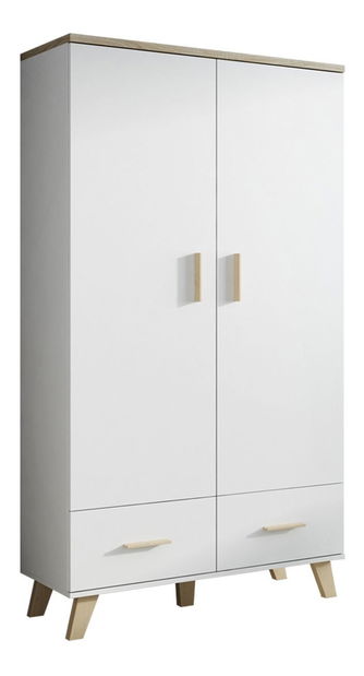Šatní skříň Solara (bílá + dub sonoma)