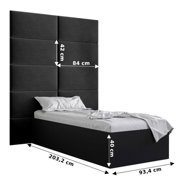 Jednolůžková postel s čalouněným čelem 90 cm Brittany 1 (dub craft zlatý + šedá) (s roštem)