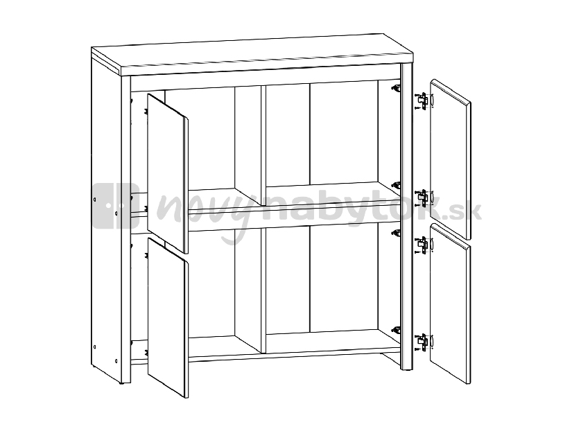 Skříňka BRW Kaspian KOM4D (dub sonoma + lesk bílý)