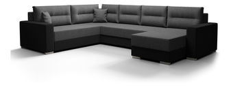Rohová sedačka ve tvaru U Glide 3 (tmavě šedá + černá) (L)