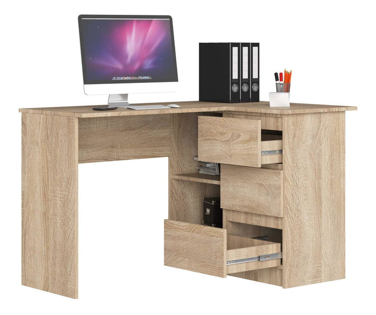Rohový PC stolek Bodhi (dub sonoma) (P)