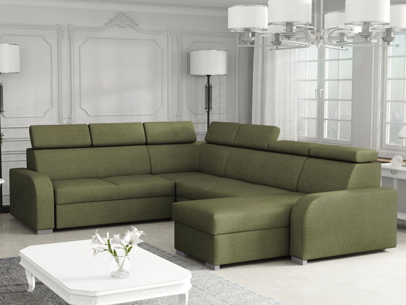 Rohová sedačka U Lyseri 2rR2pLC (zelená) (s úl. prostorem)