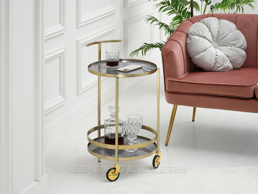 Konferenční stolek Alfonzo (šedý mramor + zlatá)