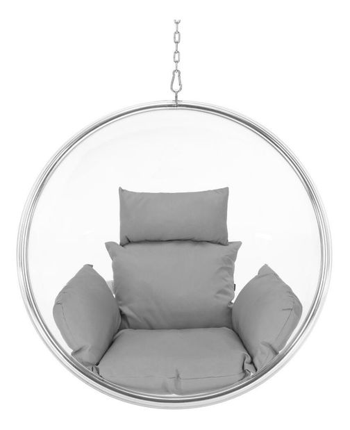 Závěsné houpací křeslo Belgica 1 (transparentní + stříbrná + šedá)