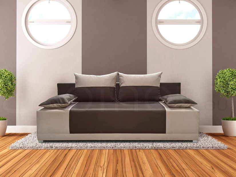 Pohovka třísedačka Ibriso (tmavě hnědá + béžová)