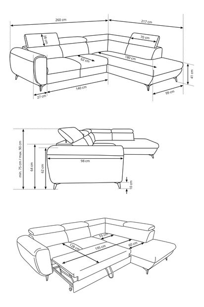 Rohová sedací souprava Monaco (modrá) (P)