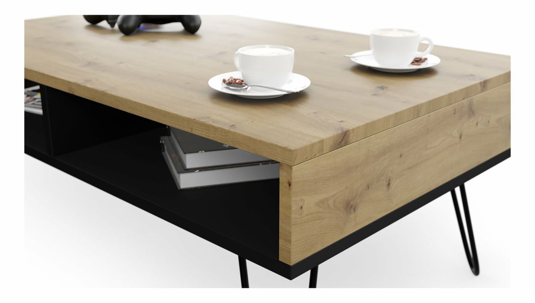 Konferenční stolek Andreas (dub artisan + černá)