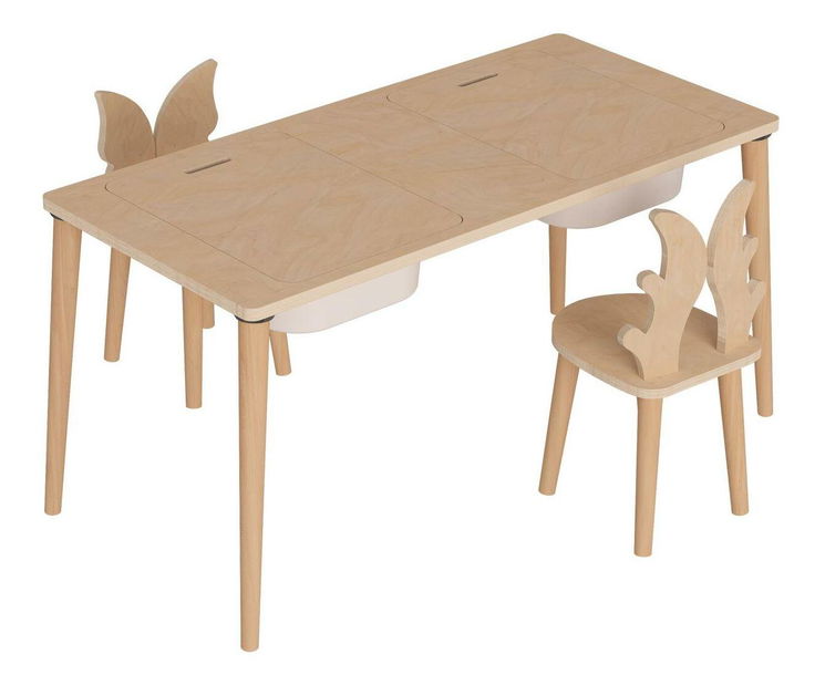 Dětský kreativní stolek se 2 židlemi Tevenko 1 (bříza)