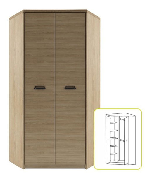 Rohová šatní skříň Mirach 2D
