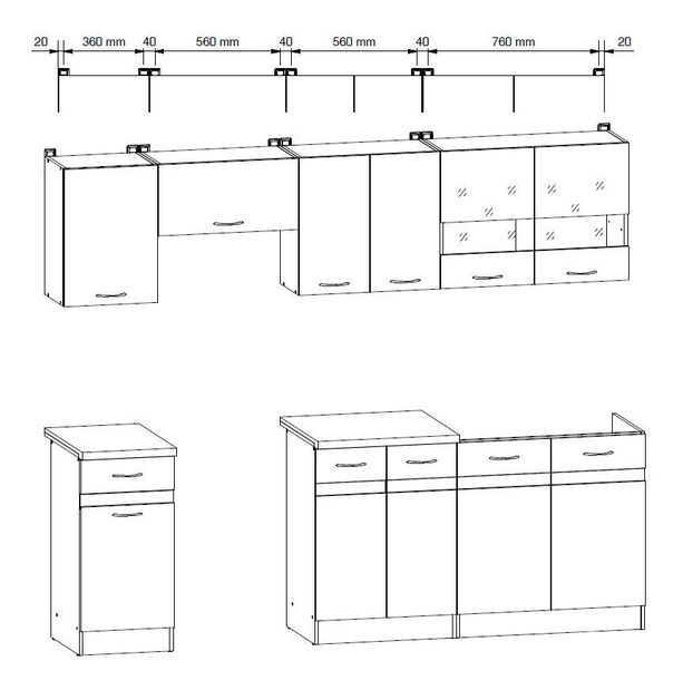 Kuchyně BRW Junona line 240 cm Wenge a Dub Sonoma