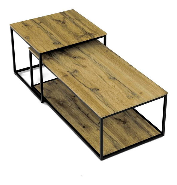 Set 2 konferenčních stolků Crearse (dub divoký)