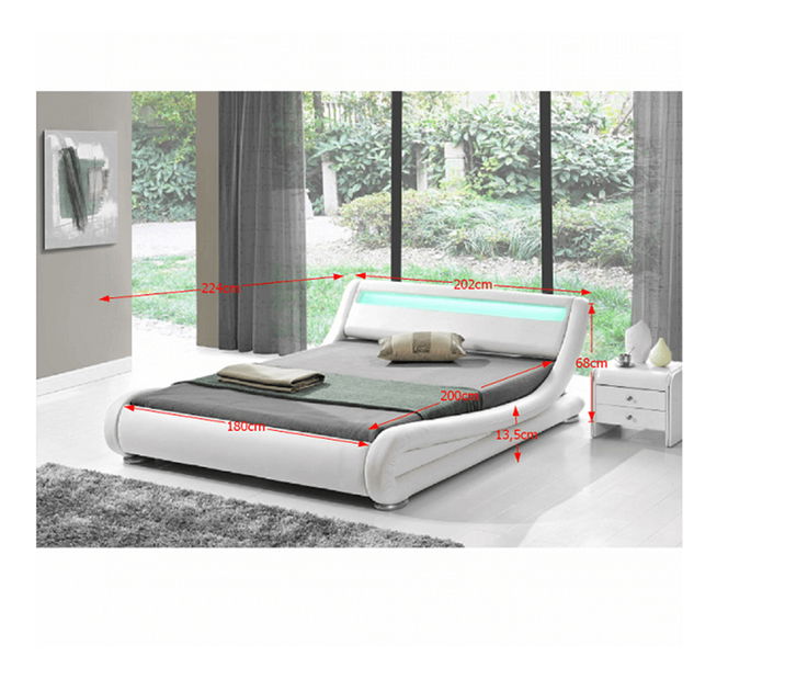 Manželská postel 180 cm Fanil (s roštem a LED)