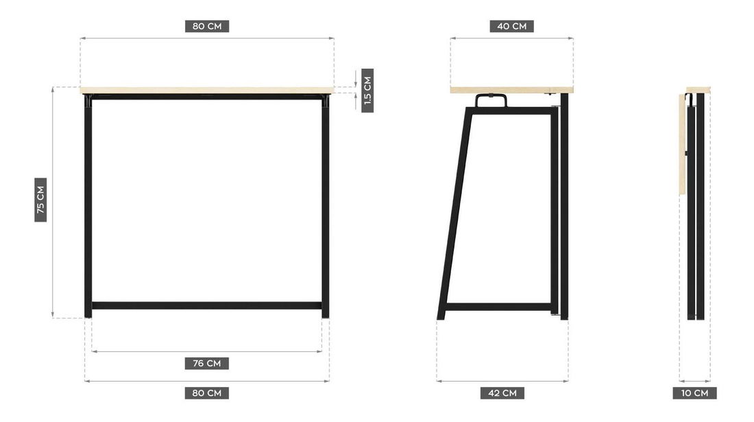PC stolek Legend 1.5 (černá + přírodní)