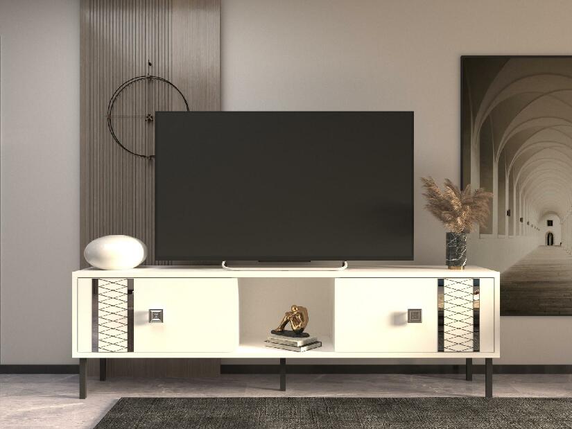  TV stolek/skříňka Numepa (bílá + stříbrná)