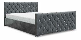 Manželská postel 140 cm Quintin (tmavě šedá) (s roštem a úložným prostorem)