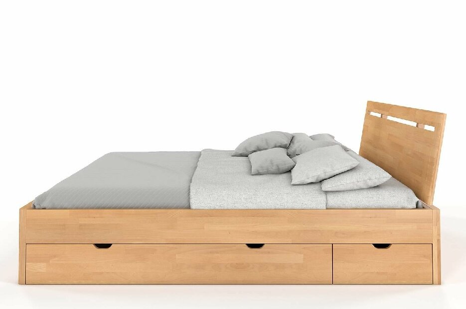 Manželská postel 160 cm Naturlig Bokeskogen High Drawers (buk)