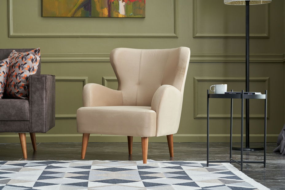 Křeslo ušák Kaveh 1 (krémová)