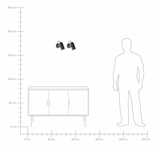 Set 2 ks nástěnných svítidel Tullius (černá)