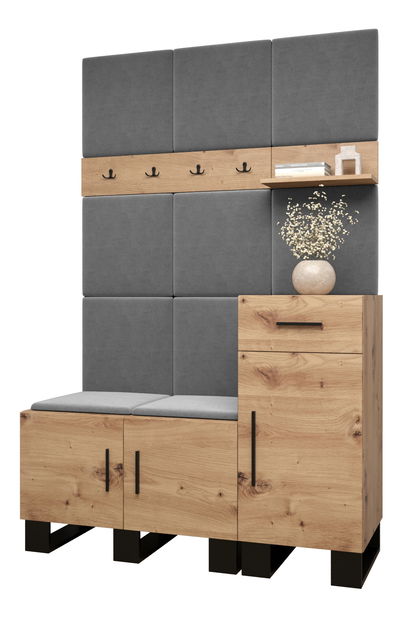 Předsíňová sestava Amanda 5 (dub artisan + tmavě šedá)