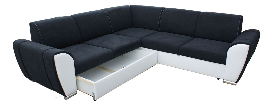 Rohová sedací souprava Denim (černá + bílá) (P)
