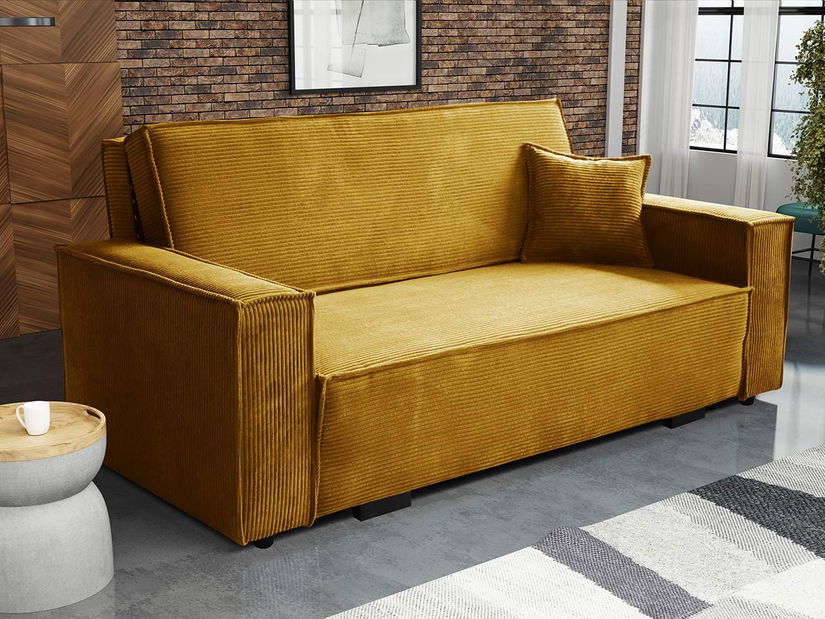 Rozkládací pohovka Carivia Star IV (hořčičná) (s úl. prostorem)