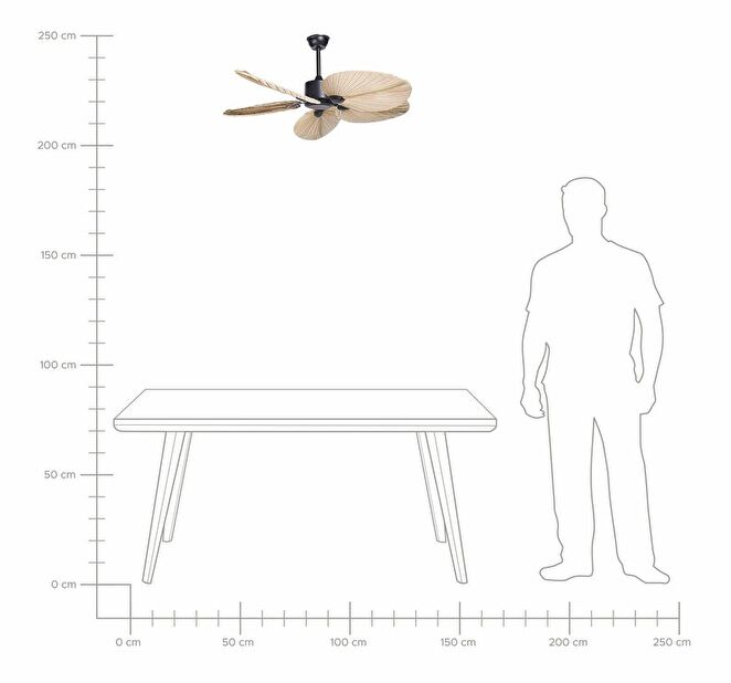 Stropní ventilátor se světlem Mamza (přírodní)