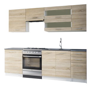 Kuchyně Flor 240 cm bílá + dub sonoma