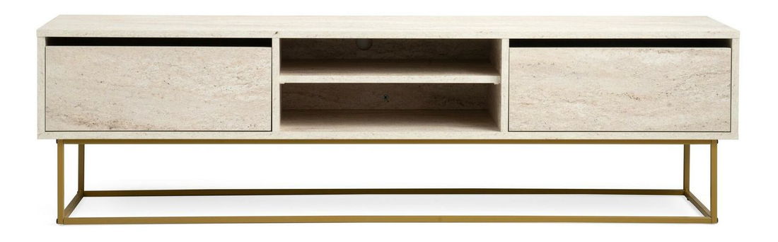 TV stolek/skříňka Elizei 180 (zlatá + mramor světlý)
