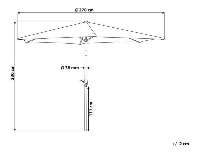 Zahradní slunečník 270 cm VARENA (hliník) (světlobéžová)