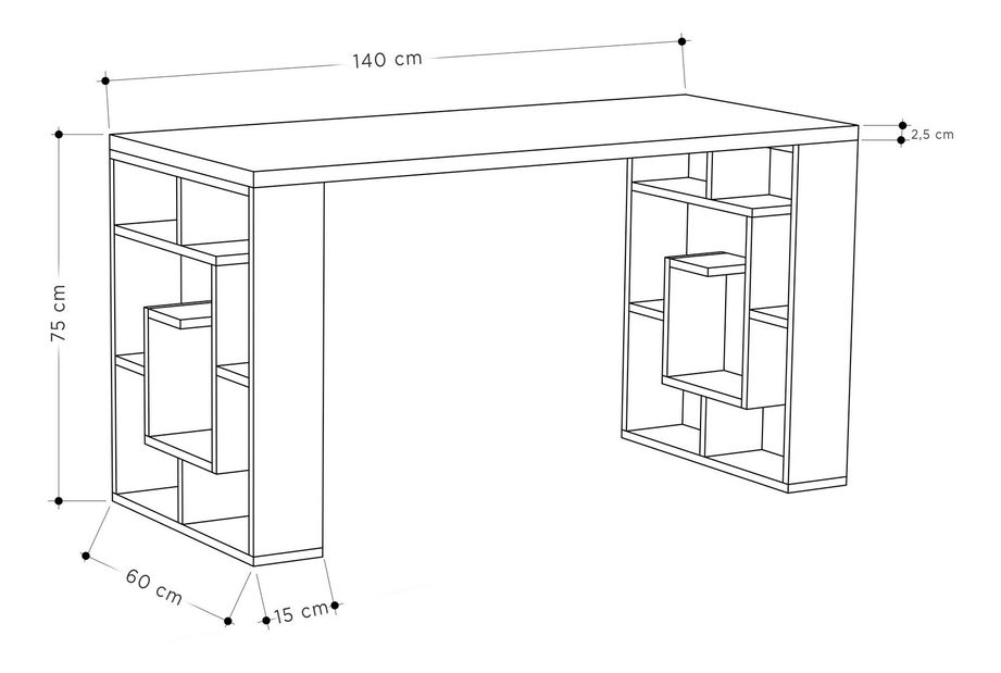 PC stolek Maize (Bílá + Dub tmavý)