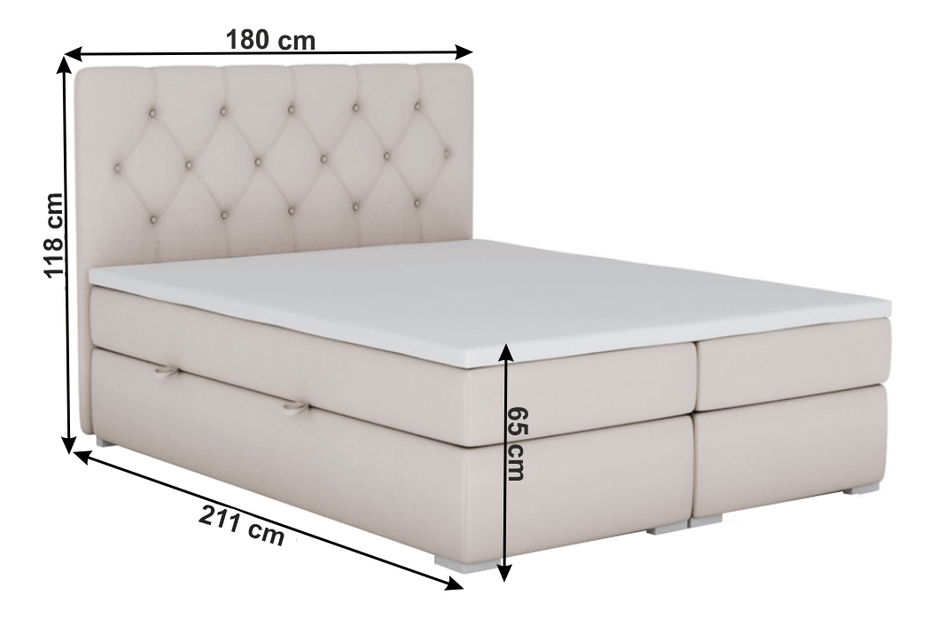 Manželská postel Boxspring 180 cm Elaine (s matracemi)