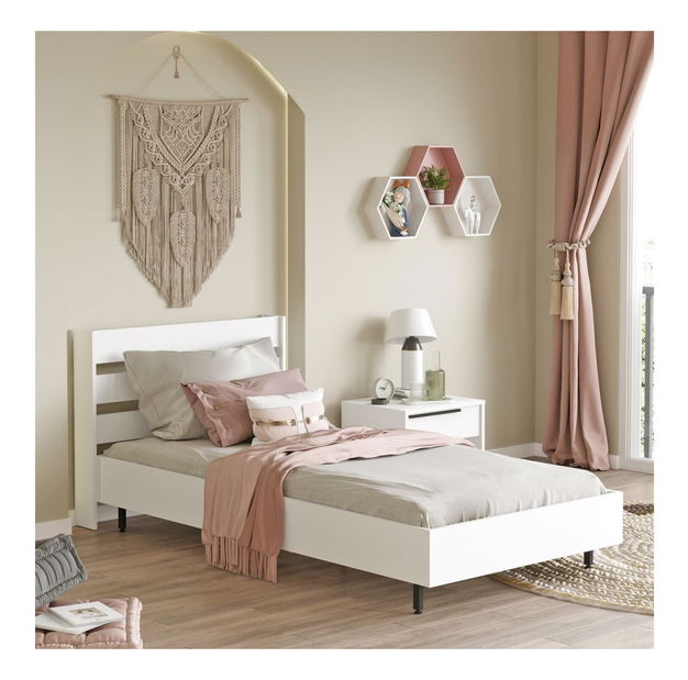 Jednolůžková postel 100 cm Nimelo 6 (bílá) (s roštem)