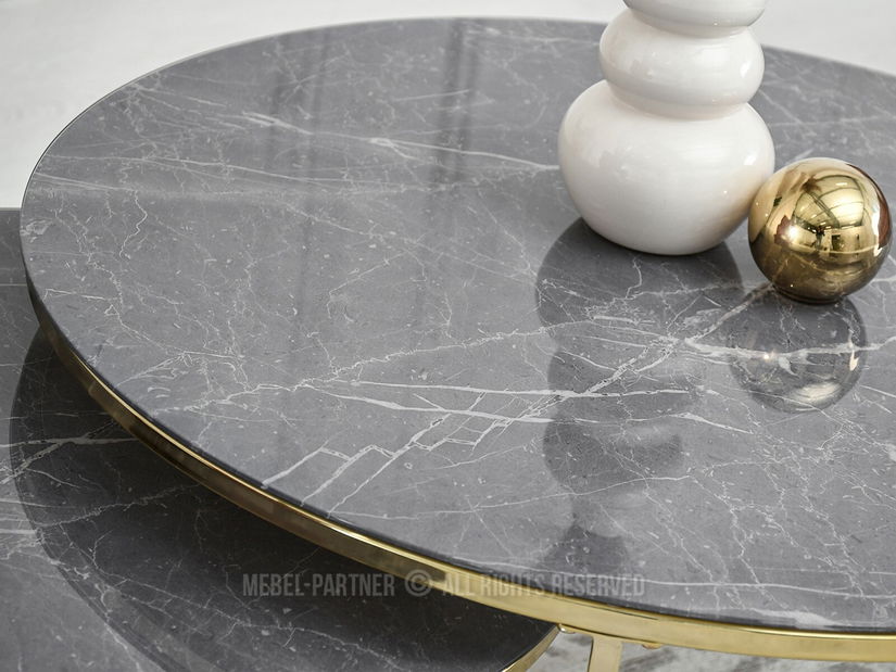 Konferenční stolek Grande (mramorově šedá + zlatá)
