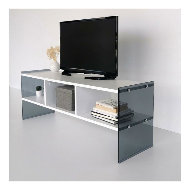 TV stolek/skříňka Vamebo 7 (bílá + kouřová)