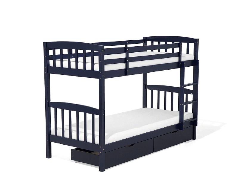 Patrová postel 90 cm REWIND (tmavě modrá) (s roštem a úl. prostorem)