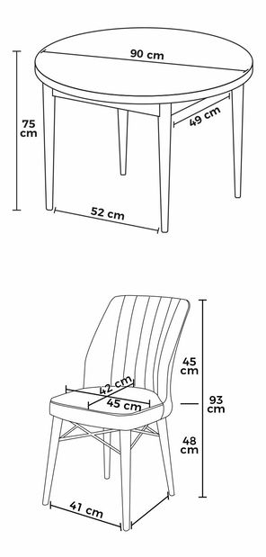Jídelní set Roxie (mramor černý + zelená) (pro 4 osoby)