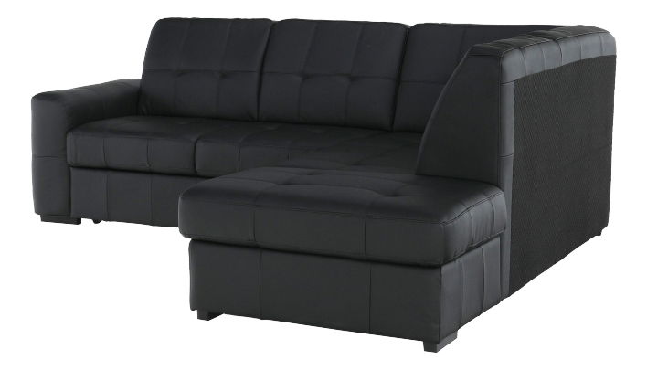 Kožená rohová sedací souprava Thaldia (černá) (P)