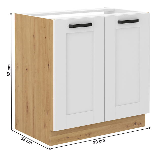 Dřezová skříňka Lesana 2 (bílá + dub artisan) 80 ZL 2F BB 