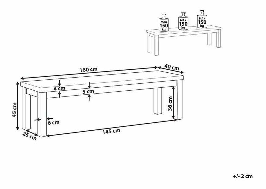 Zahradní lavička 160 cm Orlando (šedá)
