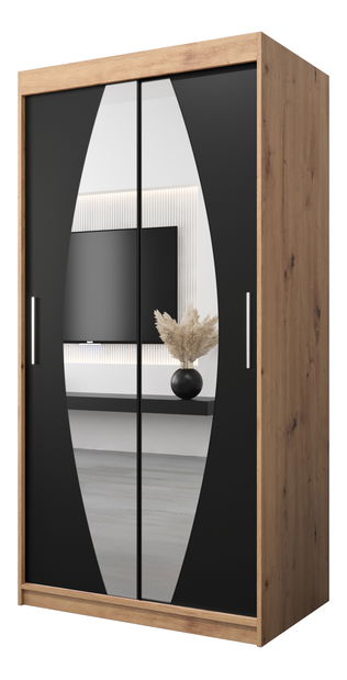 Šatní skříň 100 cm Eclipse (dub artisan + černá matná)