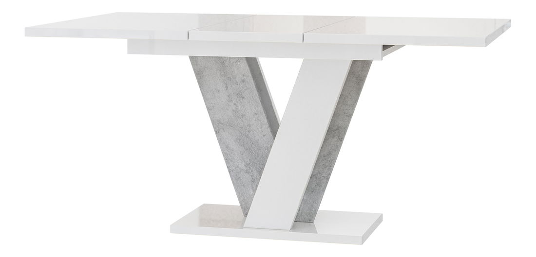 Jídelní stůl Venag (lesk bílý + kámen) (pro 4 až 6 osob)