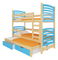 Patrová dětská postel 180x75 cm Stanislava (s roštem a matrací) (borovice + modrá)