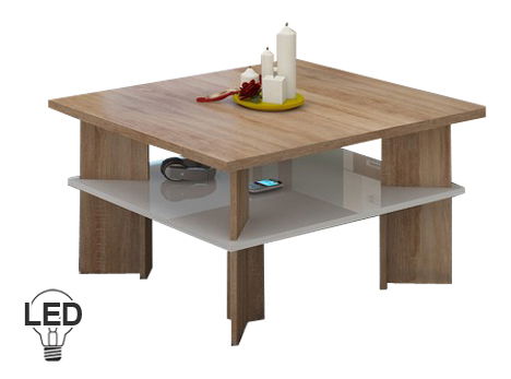 Konferenční stolek Velvet 1 (sonoma světlá + lesk bílý)