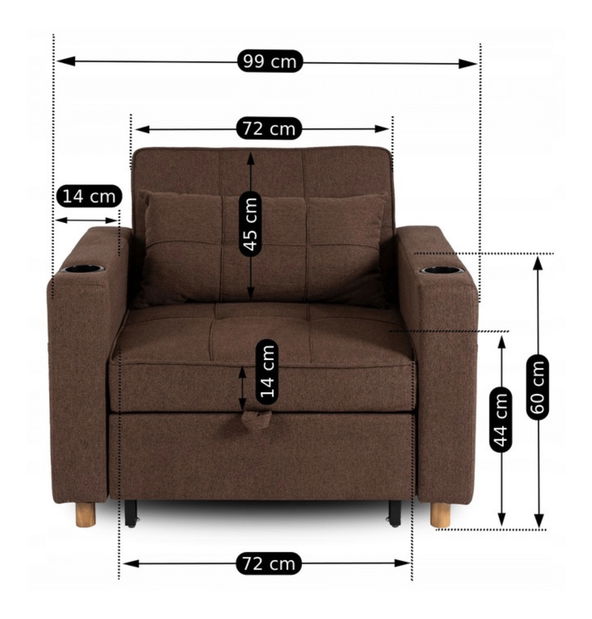 Rozkládací křeslo Suspendida (hnědá)