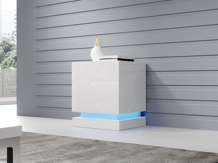 Sada 2 nočních stolků Aura (bílá + bílá lesklá)