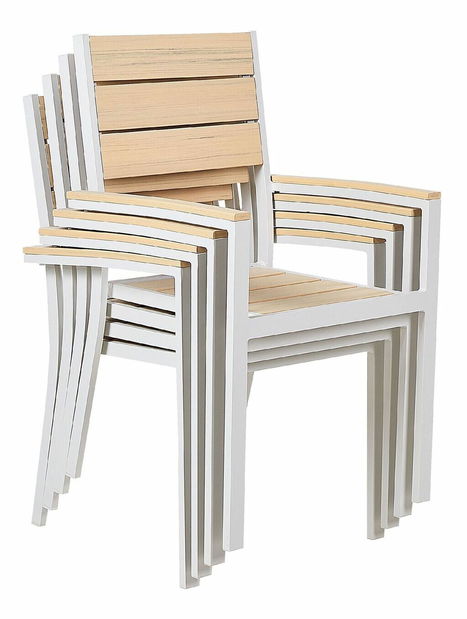 Set 4 ks zahradních židlí Praza (světlé dřevo)