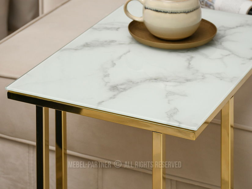 Konferenční stolek Vasho (bílá + zlatá)